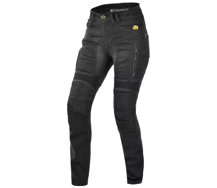 Damskie jeansy motocyklowe Kevlar Trilobite Parado slim fit czarne poziom 2 rozmiar 32