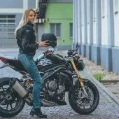 Damskie dżinsy motocyklowe Kevlar Trilobite Parado slim fit niebieski poziom 2 rozmiar 32