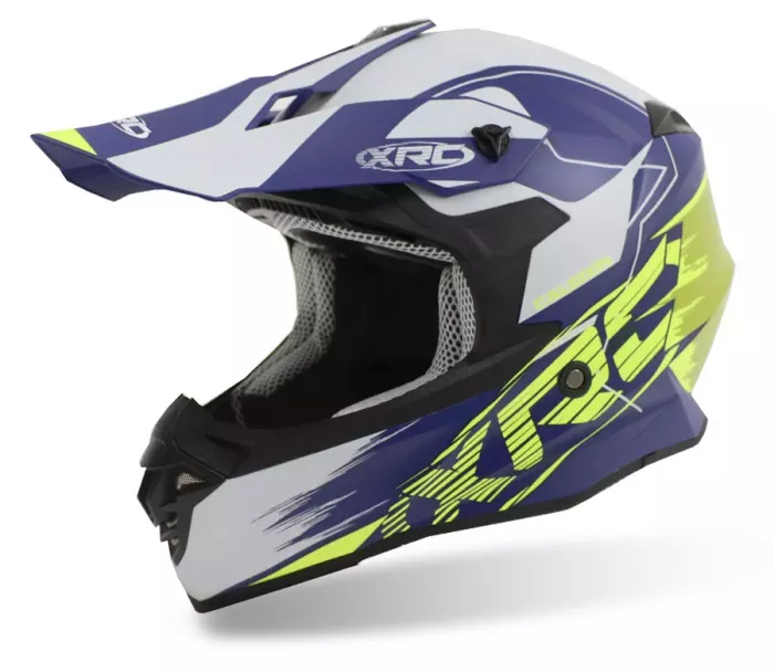 Kask motocrossowy XRC MX Caledon matowoniebieski/biało/żółty