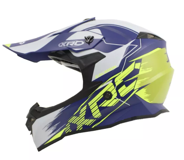 Kask motocrossowy XRC MX Caledon matowoniebieski/biało/żółty