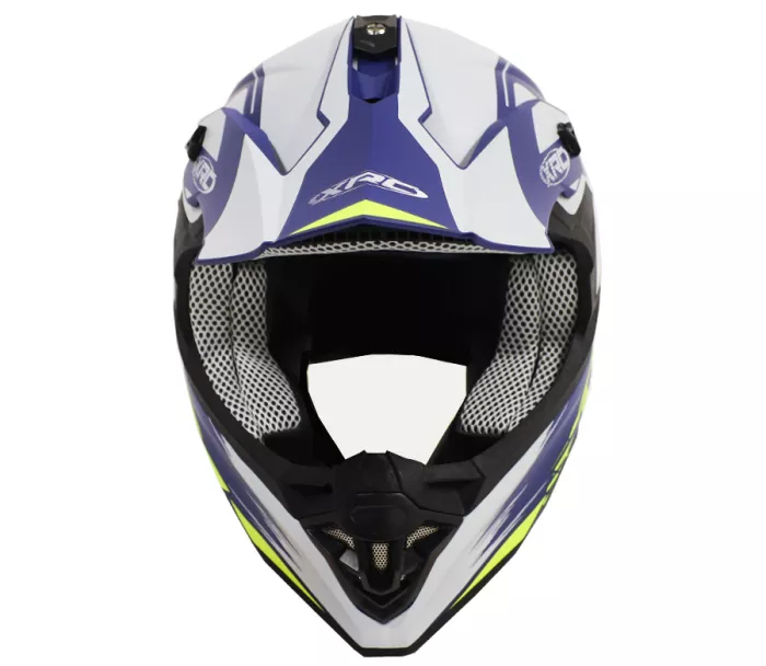 Kask motocrossowy XRC MX Caledon matowoniebieski/biało/żółty