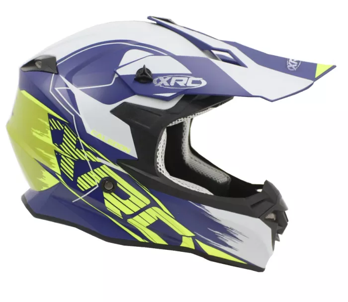 Kask motocrossowy XRC MX Caledon matowoniebieski/biało/żółty