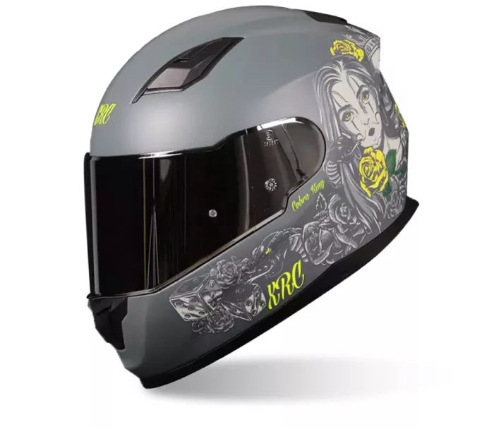 Kask motocyklowy XRC Cobra king matowy szary / fluo