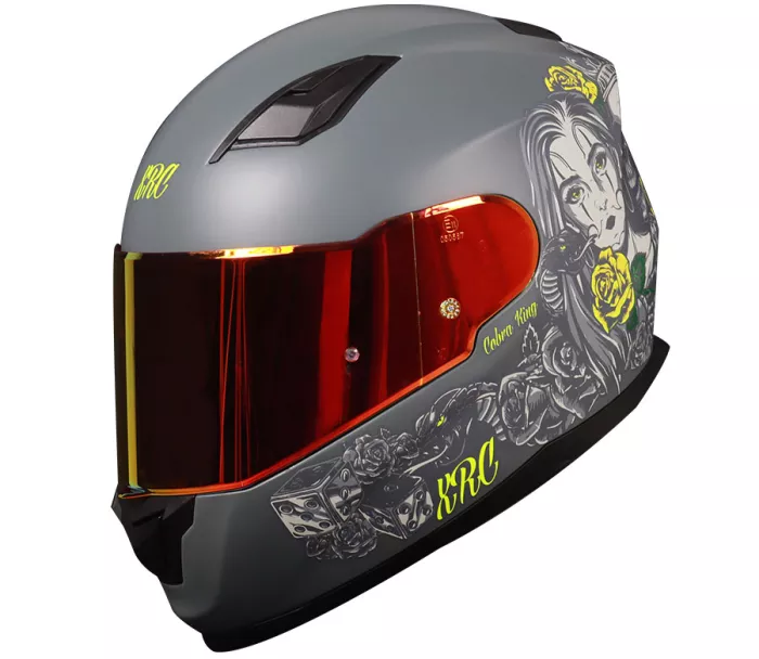 Kask motocyklowy XRC Cobra king matowy szary / fluo