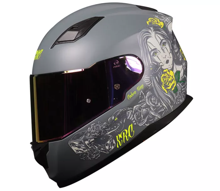 Kask motocyklowy XRC Cobra king matowy szary / fluo