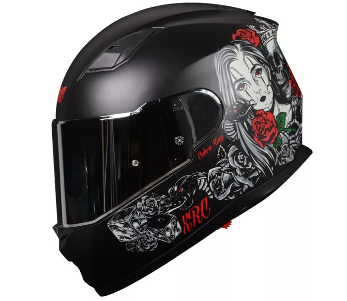 Kask motocyklowy XRC Cobra king mat czarny / czerwony