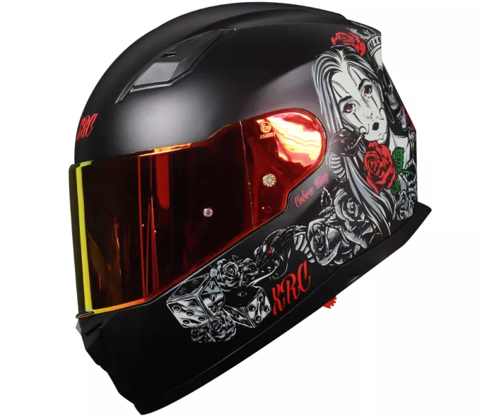 Kask motocyklowy XRC Cobra king mat czarny / czerwony