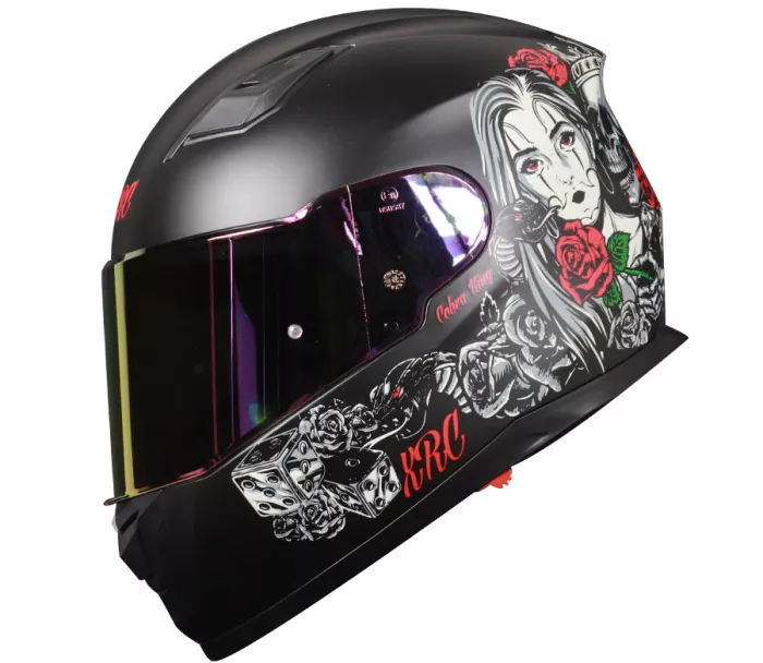 Kask motocyklowy XRC Cobra king mat czarny / czerwony