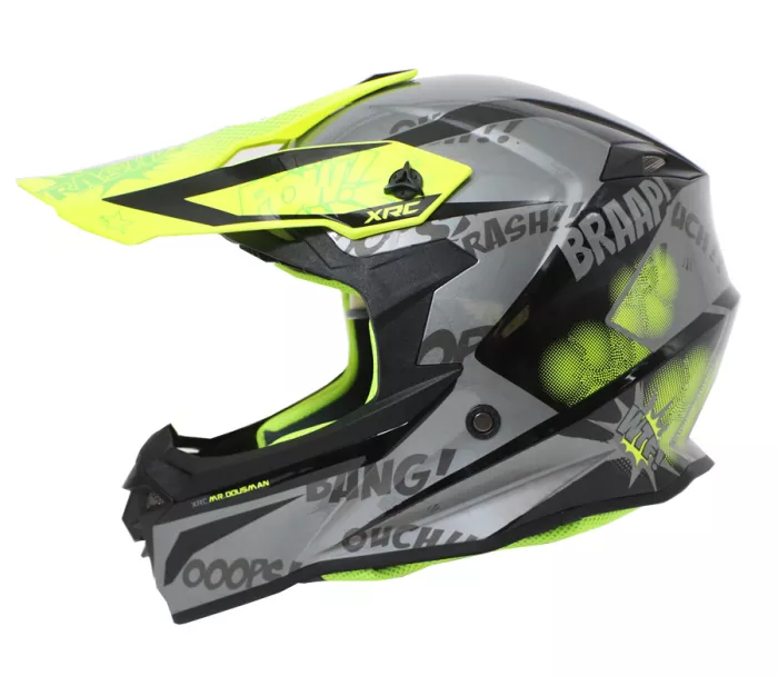 Kask motocrossowy XRC Dousman szary/żółty fluo