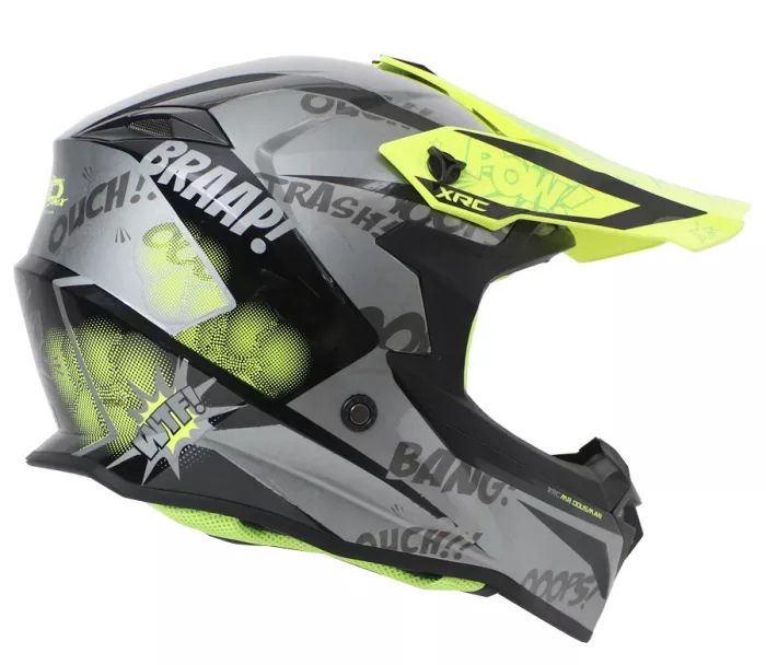 Kask motocrossowy XRC Dousman szary/żółty fluo