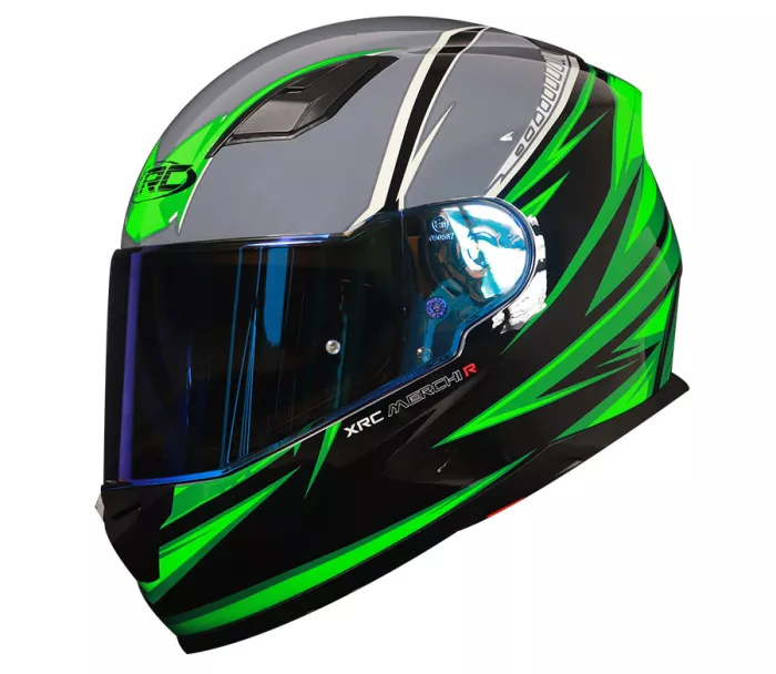 Kask motocyklowy XRC Merchi R czarny / zielony / szary