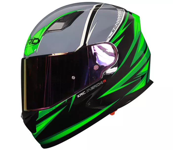 Kask motocyklowy XRC Merchi R czarny / zielony / szary