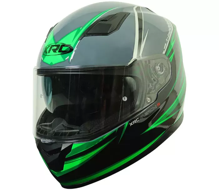 Kask motocyklowy XRC Merchi R czarny / zielony / szary