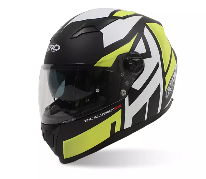 Kask motocyklowy XRC Silverstone matowy czarno/biało/żółty