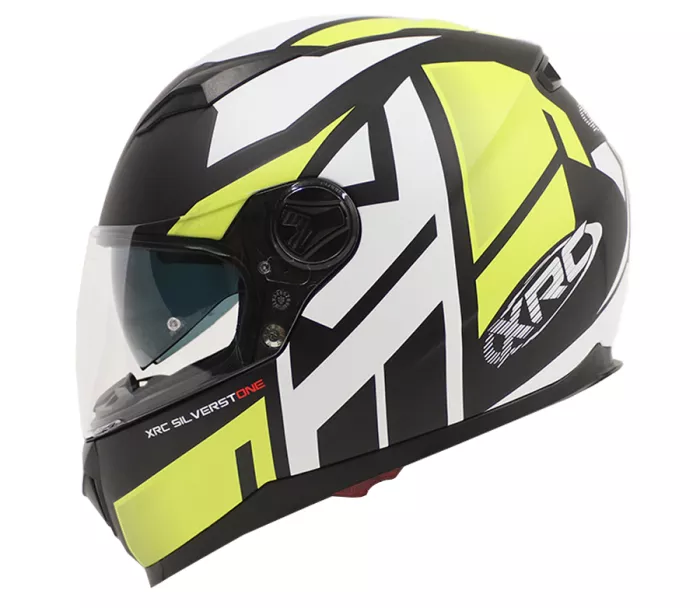 Kask motocyklowy XRC Silverstone matowy czarno/biało/żółty