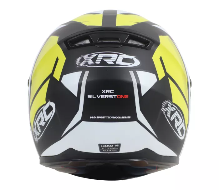 Kask motocyklowy XRC Silverstone matowy czarno/biało/żółty