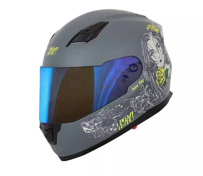 Kask motocyklowy XRC Cobra king matowy szary / fluo