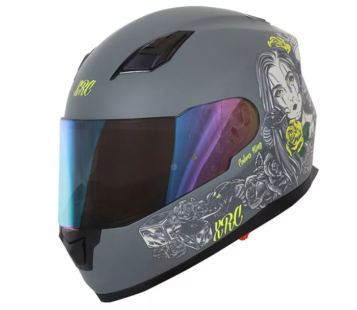 Kask motocyklowy XRC Cobra king matowy szary / fluo