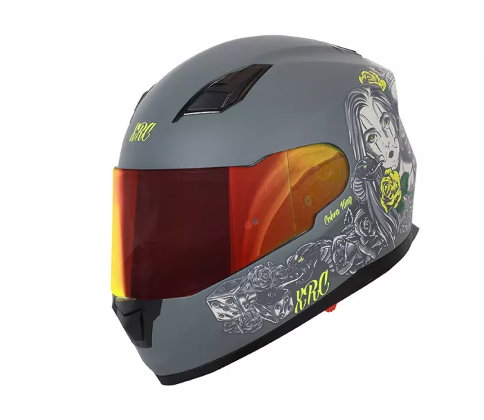 Kask motocyklowy XRC Cobra king matowy szary / fluo